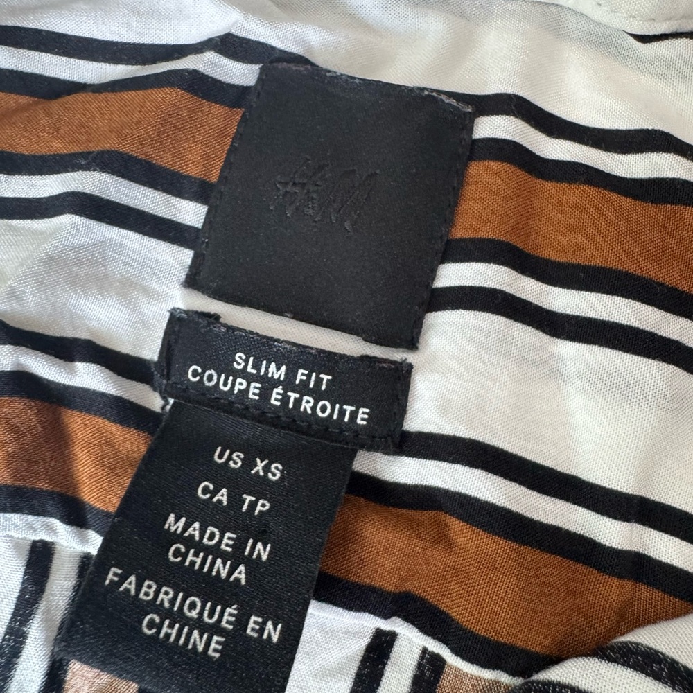 H&M Slim Fit Shirt with Brown and Black Stripes
